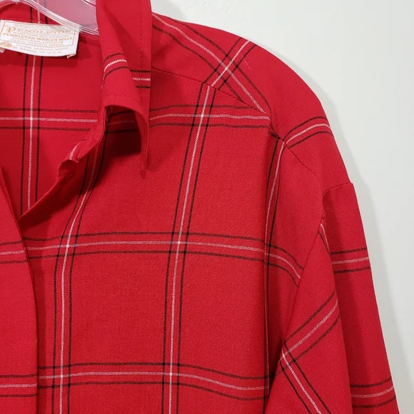 70's Vintage gold label Pendleton plaid button front dress with pockets … - Picture 3 of 16